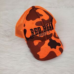 Red Head Mens Trucker Hat One Size Orange Camo Mesh Hook & Loop Hunting Outdoors